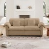 MYINDA Velvet 2 Seater Deep Seat Sofa for Living Room, Fluffy Armrest Pillows and Backrest, Couch With Storage Under Each Seat, Brown - 3 of 4