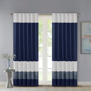 DSVIMOY Curtain Panels, Polyoni Pintuck Curtain Panel for Living Room, Bedroom, Multicolor, 84"*50"*0.13" - 1 of 4