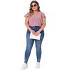 Agnes Orinda Women's Plus Size Summer V-neck Ruffle Short Sleeve Swiss Dot Flowy Blouses - 3 of 4