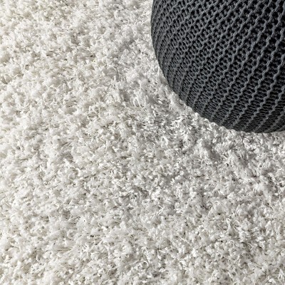 White 8' x 10' Synthetic Shag Area Rug
