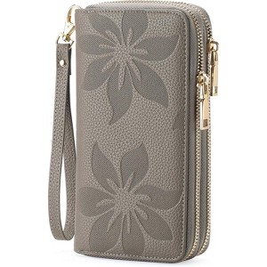 Clotth Womens Wallet - Large Capacity RFID Blocking Leather Wallet for Women Double Zipper Wristlet Clutch for Phone,Travel & Daily Use - 1 of 4