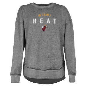 NBA Miami Heat Women's Burnout Crew Neck Fleece Sweatshirt - 1 of 4