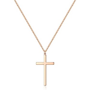 Dainty Side Cross Necklace 14K Gold Plated Layered Choker Gift for Girls Cross Necklace Gold-0.75"*1.26" - 1 of 4