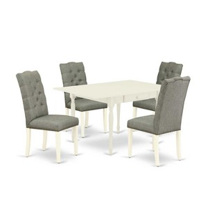 HomeStock 5-Pc Linen White Finish Solid Wood Top-Dining Room Set with Leaf-Seats 4 - 1 of 4