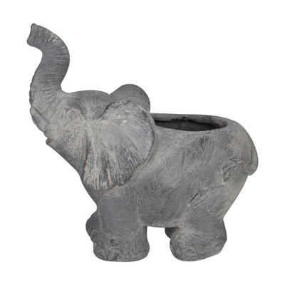 Northlight 16" Gray Standing Elephant Outdoor Garden Planter