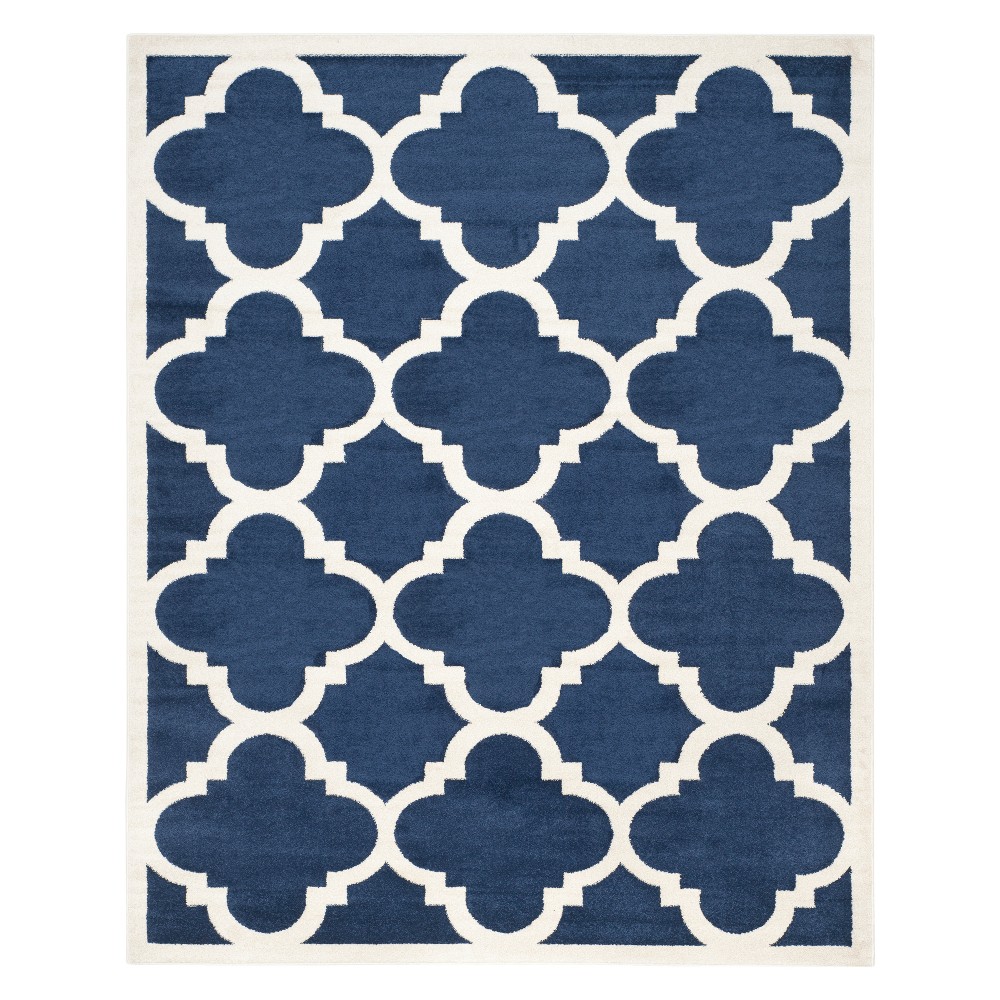 8'X10' Amherst Geometric Outdoor Rug Navy/Beige - Safavieh