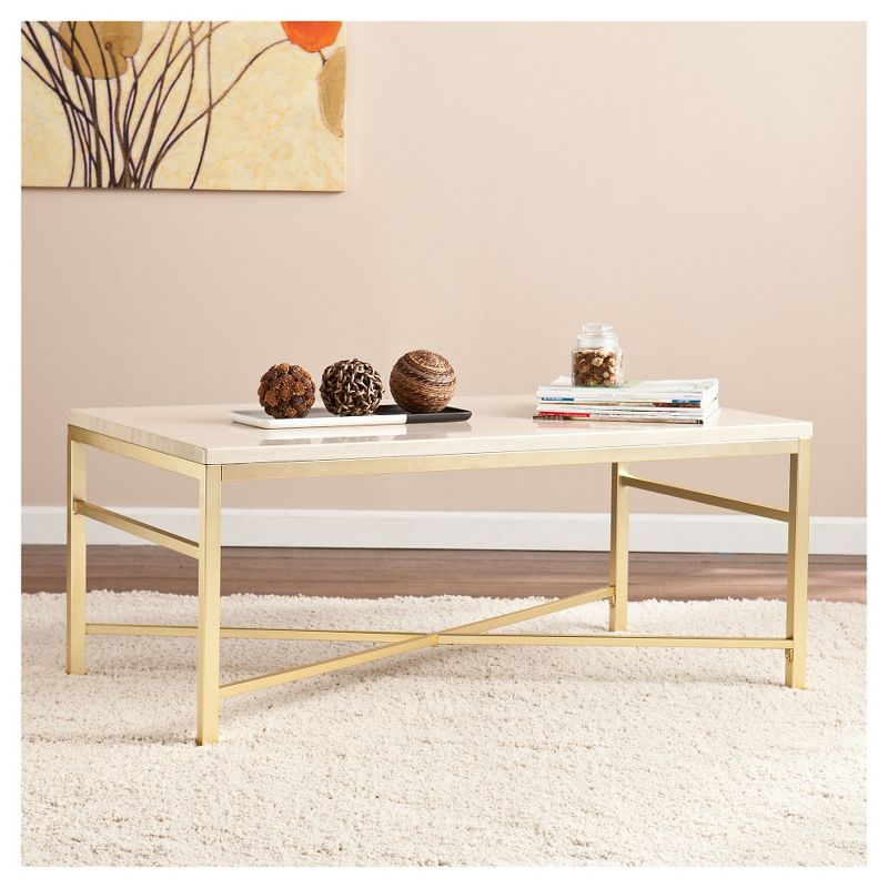 Cocktail Faux Stone Table - Matte Brass - Aiden Lane, 3 of 6