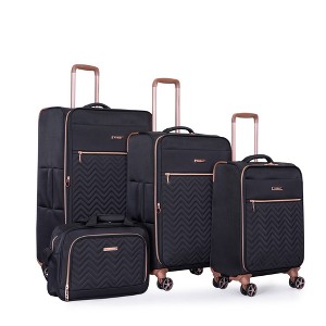 Whisen 4-Piece Luggage Set, Lightweight Terylene Suitcases and Bag with 360° Spinner Wheels, and Multiple Pockets - 1 of 4