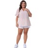 Agnes Orinda Women's Plus Size Summer Floral V Neck Ruffle Puff Short Sleeve Casual Blouse - 3 of 4
