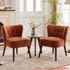 Bedroom Accent Chair Living Room Chair, Armless Lounge Chair w/Wood Legs Upholstered Makeup Vanity Tufted Side Chair Fabric Comfy Sofa Chairs - 3 of 4