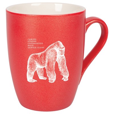 Elanze Designs 10 Ounce Ceramic Decorative Laser Engraved Giftable Novelty Tea Coffee Cup Mug Crimson Red Gorilla Caring Strong Courageous Bold