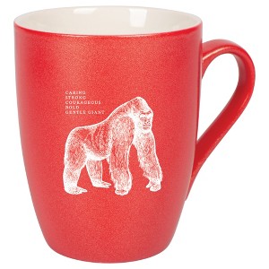 Elanze Designs 10 Ounce Ceramic Decorative Laser Engraved Giftable Novelty Tea Coffee Cup Mug Crimson Red Gorilla Caring Strong Courageous Bold - 1 of 4