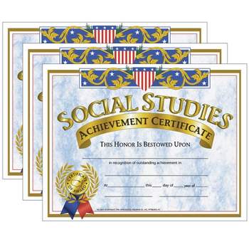 Hayes Publishing Social Studies Achievement Certificate, 30 Per Pack, 3 Packs