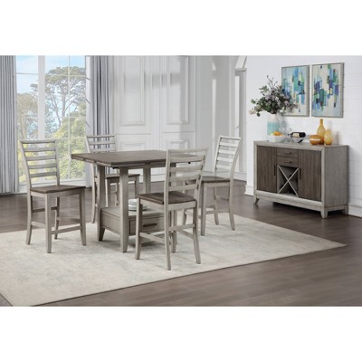 Transitional Abacus 54" Gray-Brown Sideboard with Wine Rack