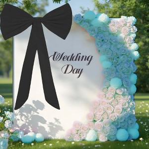 XL 30x18 Inch Velvet Bow Decor - 40" Streamers for Weddings, Birthday Parties, Nursery | Black/Pink/Red (No Assembly) - 1 of 4