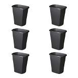 Sterilite 10519006 3 Gallon Kitchen Ultra Plastic Wastebasket Storage Trash Bin Can Container, Black (6 Pack)
