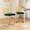 PexFix 2Pcs Counter Height Bar Stools Upholstered Velvet Barstools with Rattan Back 24" Stools Armless Bar Chairs for Kitchen Island Blackish Green - 2 of 4