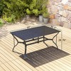 Rectangular Patio Table with Umbrella Hole, Steel Rectangle Outdoor Dining Table for 6 People for Garden - 3 of 4
