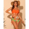 Elerevyo Women's Drawstring Push Up Top Tropical Print High Waist Shorts Swimwear Bathing Suits 2 Pcs - 4 of 4
