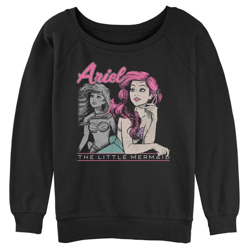 Juniors Womens The Little Mermaid 90s Ariel Poster Sweatshirt, 1 of 5