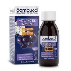 Sambucol Black Elderberry Advanced Vegan Immune Support Syrup with Vitamin C and Zinc - 4 fl oz
