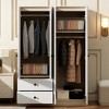 JUJABU 4-Door Storage Wardrobe with Drawers, Shelf and Hanging Rod, Large Space, White - 4 of 4