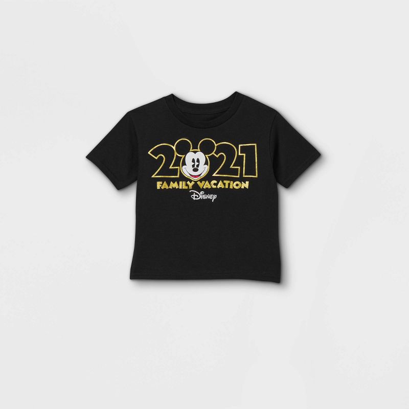 Toddler Disney Mickey Mouse 'Family Vacation 2021' Short Sleeve Graphic T-Shirt - Black, 1 of 3