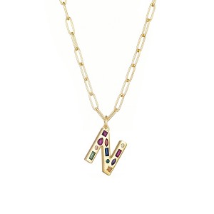 Adornia 14k Gold Plated Funky Initial Paperclip Chain Necklace - 1 of 3