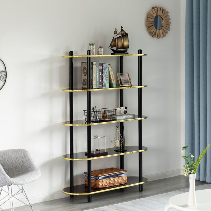 Fabulaxe 5 Tier Open Bookshelf, Contemporary Classic Modern Style Free Standing Display Rack Unit for Collections,59" Height Etagere Bookcase, 2 of 7