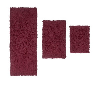 Fantasia Bath Rug Collection Cotton Shaggy Pattern Tufted Set of 3 Bath Rug Set - Home Weavers