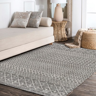 Arta Gray and Cream Geometric Flat Woven Area Rug