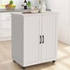 Okak Small Kitchen Island with Storage, Kitchen Cart with Barn Door and Wheels, Rolling Kitchen Island for Dining Room, Kitchen, Living Room, White - 2 of 4