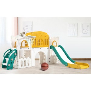8-in-1 Toddler Indoor Playground with Slide: Baby Slide Playset for Toddlers Ages 1-3 Outdoor Play - 1 of 4