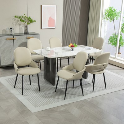 DYHOME Dining Chairs Modern Kitchen Chairs Set of 6, PU Leather Restaurant Chairs