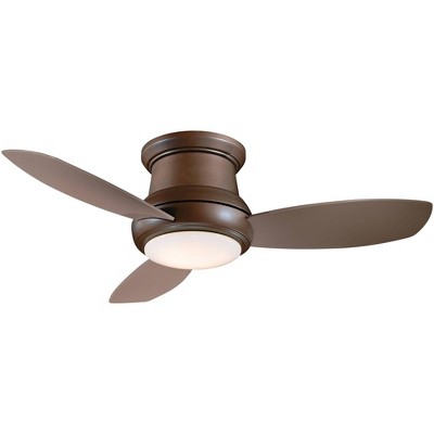 52" Minka Aire Modern Hugger Indoor Ceiling Fan with LED Light Remote Control Oil Rubbed Bronze Pietra Glass for Living Room Home