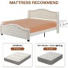 Upholstered Platform Bed Frame,Metal Bed Frame with Velvet Button Tufting and Nailhead, Arched Bed Tailboard,Embellished Wing Back Headboard - 3 of 4