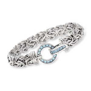 Ross-Simons 0.90 ct. t.w. Sky Blue Topaz Byzantine Bracelet in Sterling Silver - 1 of 4