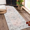 Bohemian Vintage Style Rug, Washable Low Pile Rug with Rubber Backing, Floral Floor Rug for Bedroom, Living Room, Home Office, Game Room - 2 of 4