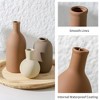 Itopfox Ceramic Vases Set of 3 Modern Neutral Rustic Farmhouse Pottery for Living Room Bathroom Bedroom Entryway Brown 8.3x3.1in 4.5x2.8in 5.7x3.1in - 4 of 4