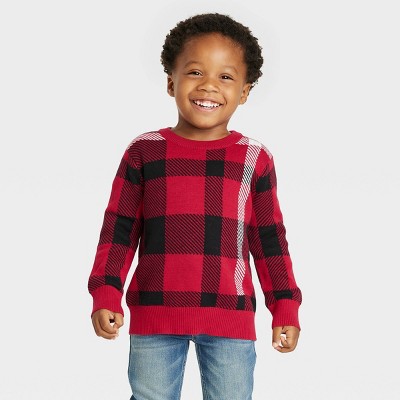 Toddler Boys' Check Crewneck Sweater - Cat & Jack™ Red
