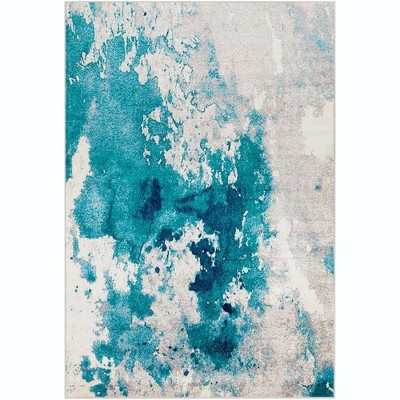 Mark & Day Perpignan 5'3"x7'9" Rectangle Woven Indoor Area Rugs Aqua: Modern Stain-Resistant Polypropylene, Pet Friendly