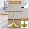 LeisureMod Verve 27" Square Dining Table - Modern Resin Top with Brushed Gold Pedestal Base Accent Side Table for Contemporary Kitchen and Home - 3 of 4