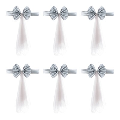 Unique Bargains Mesh Yarn Floating Chair Bands Decoration Stretch Satin Chair Sashes Bows