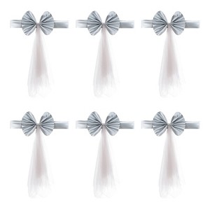 Unique Bargains Mesh Yarn Floating Chair Bands Decoration Stretch Satin Chair Sashes Bows - 1 of 4