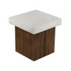 Lyngins Cylindrical Outdoor End Table, MGO Side Table with Faux Stone Top + Faux Wood Base, Patio End Table for Garden/Balcony, Side Table for Dining - 4 of 4