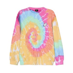 Dalix Ghost Embroidered Washed Crewneck Sweatshirt Long Sleeve Fleece Cotton Mens - 1 of 4