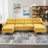 110.6" L-Shape Convertible Sectional Sofa with Ottoman - Velvet Upholstered, Storage Pockets & Adjustable Configurations - 2 of 4