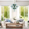 Rennnsan Mavita 21" W 19 -light Gradient Blue Glass Dimmable Contemporary Bubble Chandelier in Brushed Gold & Black - 4 of 4