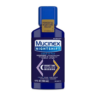 Mucinex Cold & Flu Medicine Nighttime - Liquid - 6 fl oz