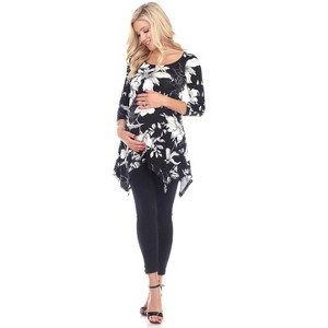 Maternity Floral Scoop Neck Tunic Top with Pockets - White Mark - 1 of 3